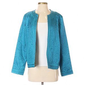 NWT Chico's Additions Ocean Teal Nightly Glossy Open-Front Jacket Size 0 (XS/S)
